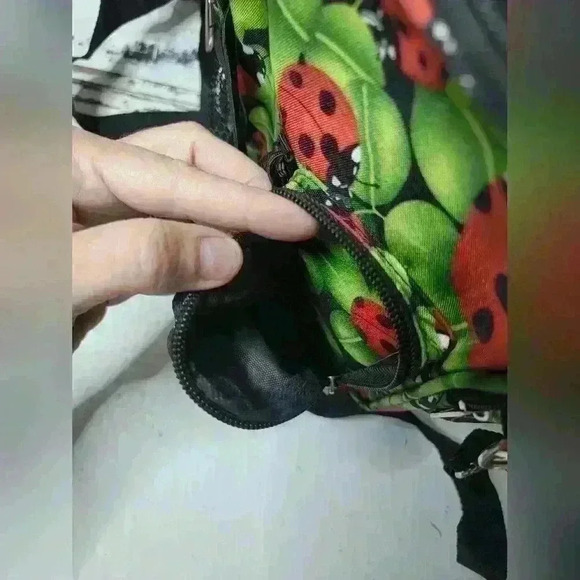 Lady Bug crossbody travel bag with water bottle compartment. Clean. - Picture 3 of 8